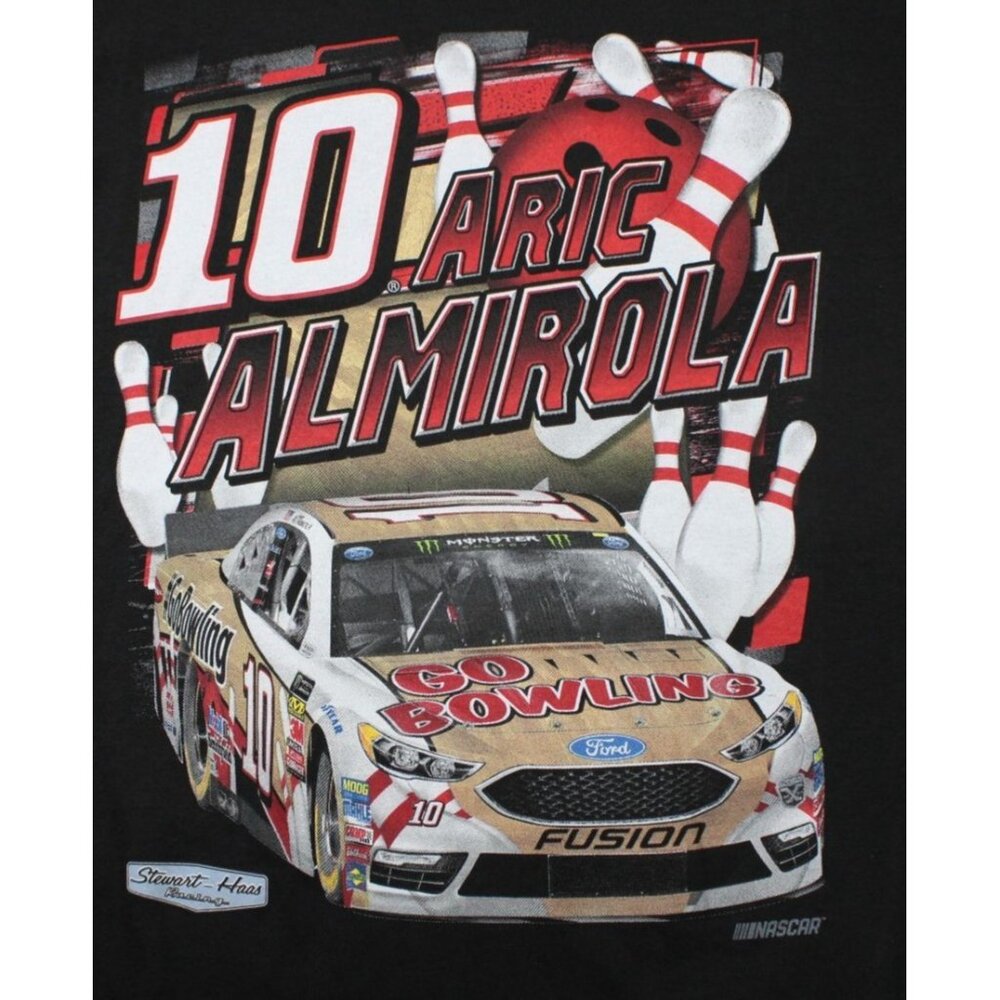 Aric Almirola Go Bowling Nascar Mens T-Shirt XL Black Stewart-Haas Racing 100% C - Picture 2 of 5